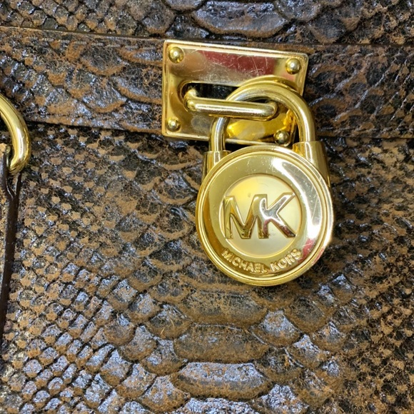 MICHAEL KORS Hamilton Brown Snakeskin Tote - Picture 3 of 6